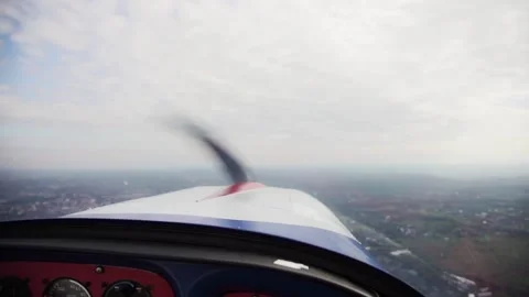 Flight on a small plane View from the cockpit Stock Footage 146136388