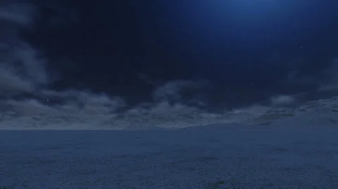 Flight from Snowy Mountain to the Moon, Time Lapse Stock-Footage 23140890