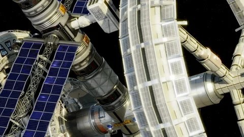 The flight of the space station in space. Stock Footage 160708757