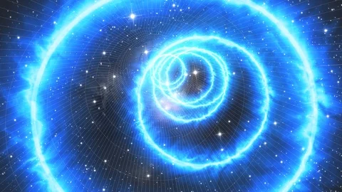 Flight in space through energy rings Stock Footage 105410840