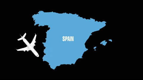 Flight to Spain by plane. cartoon, alpha 스톡 동영상 133641168
