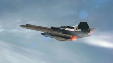 Flight of SR-71 Blackbird with Fire Flashes 動画素材 116670681