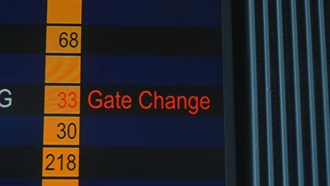 Flight status changing to gate change, airport emergency, terminal schedule Stock Footage 119989745