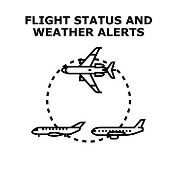 Flight status checking and weather alerts monitoring Stock Illustration