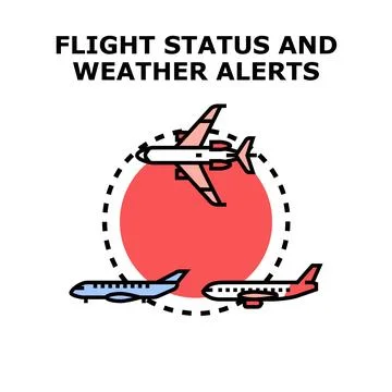 Flight status checking and weather alerts monitoring Stock Illustration