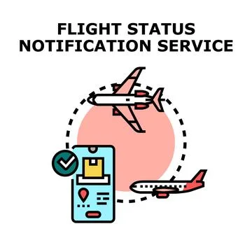Flight status notification service providing mobile tracking Stock Illustration