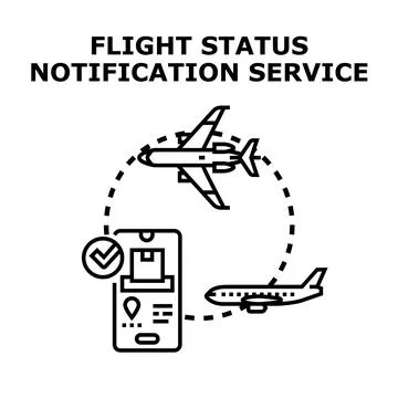Flight status notification service providing mobile tracking Stock Illustration