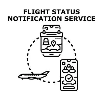 Flight status notification service vector concept illustrating travel Stock Illustration