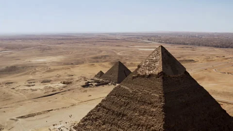 Flight to the stone Egyptian pyramids Stock Footage 297124718