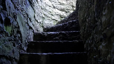 Flight of Stone Steps in Medieval Castle Ireland Stock Footage 98271434