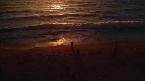 Flight at sunset overlooking the Indian Ocean in Bali Indonesia. Stock Footage 145894478