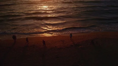 Flight at sunset overlooking the Indian Ocean in Bali Indonesia. Stock Footage 145894505