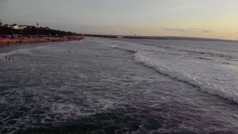 Flight at sunset overlooking the Indian Ocean in Bali Indonesia. Stock Footage 145894885