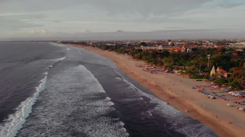 Flight at sunset overlooking the Indian Ocean in Bali Indonesia. Stock Footage 145894975