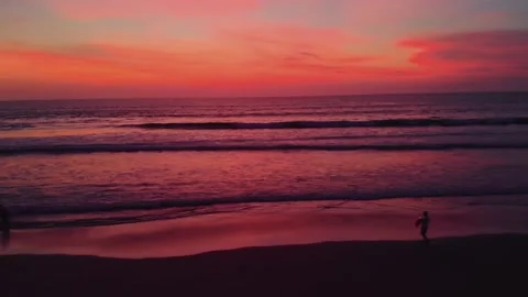 Flight at sunset overlooking the Indian Ocean in Bali Indonesia. Stock Footage 145895131