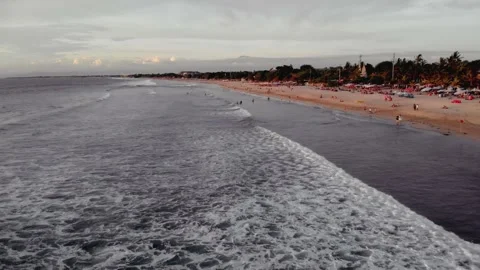 Flight at sunset overlooking the Indian Ocean in Bali Indonesia. Stock Footage 145895397
