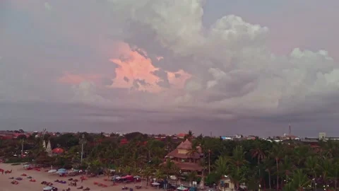 Flight at sunset overlooking the Indian Ocean in Bali Indonesia. Stock Footage 145895420