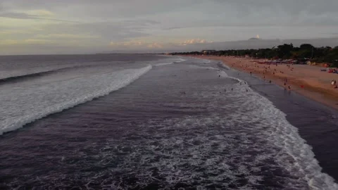 Flight at sunset overlooking the Indian Ocean in Bali Indonesia. Stock Footage 145895870