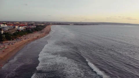 Flight at sunset overlooking the Indian Ocean in Bali Indonesia. Stock Footage 145896121