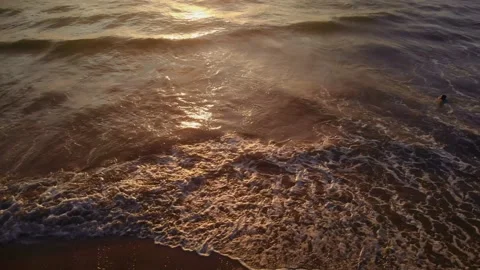 Flight at sunset overlooking the Indian Ocean in Bali Indonesia. Stock Footage 145896618