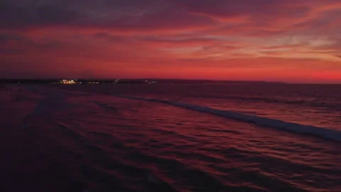 Flight at sunset overlooking the Indian Ocean in Bali Indonesia. Stock Footage 145897230