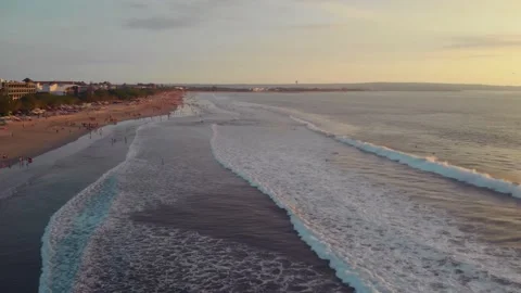 Flight at sunset overlooking the Indian Ocean in Bali Indonesia. Stock Footage 145897339