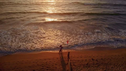 Flight at sunset overlooking the Indian Ocean in Bali Indonesia. Stock Footage 145897496