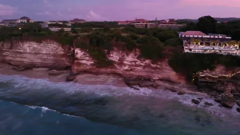 Flight at sunset overlooking the Indian Ocean in Bali Indonesia. Stock Footage 149821470