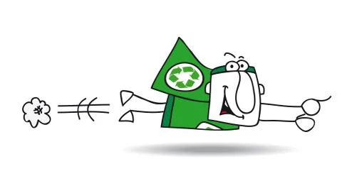 Flight of super recycling hero Stock Illustration