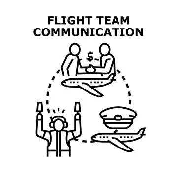 Flight team communication and aviation business concept Stock Illustration
