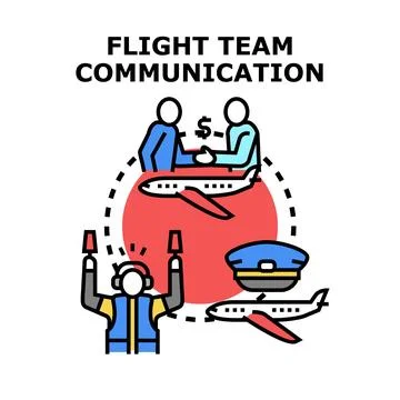 Flight team communication and aviation business concept Stock Illustration