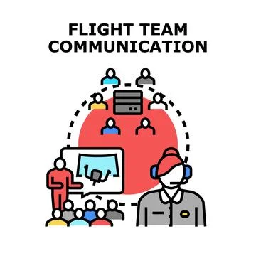 Flight team communication concept with crew working together Stock Illustration