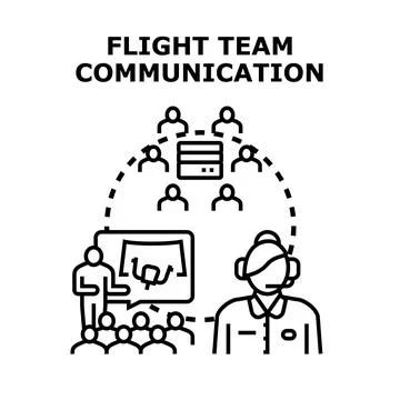Flight team communication concept with crew working together Stock Illustration