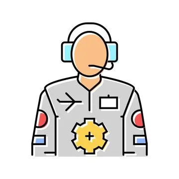 Flight test aeronautical engineer color icon vector illustration Stock Illustration