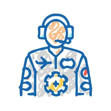Flight test aeronautical engineer icon doodle illustration Stock Illustration