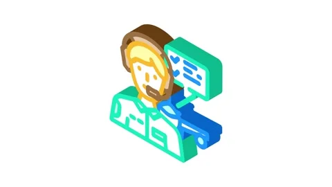 Flight test engineer aeronautical engineer isometric icon animation Stock Footage 327291813