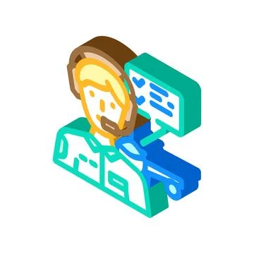 Flight test engineer aeronautical engineer isometric icon vector illustration Stock Illustration