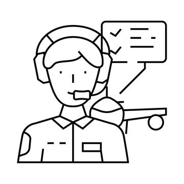 Flight test engineer aeronautical engineer line icon vector illustration Stock Illustration