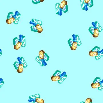 Flight test engineer aeronautical engineer isometric icon seamless pattern Stock Illustration