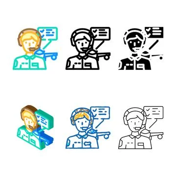 Flight test engineer aeronautical engineer color icon multistyle vector Illustrazione stock