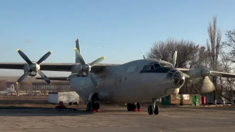 Flight test station. An-12BK (NATO - Cube) military transport aircraf Stock Footage 194496406