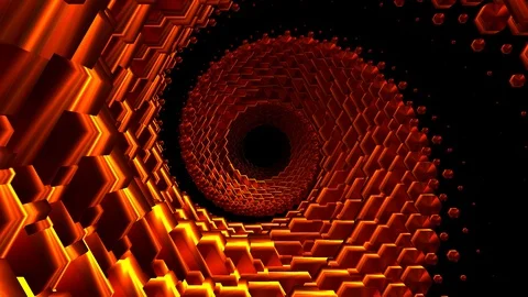 Flight through 3d colorful polygonal spyral scales tunnel background new quality Stock Footage 105856664