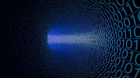 Flight through abstract blue tunnel made with zeros and ones. Modern motion 库存影片 69168029