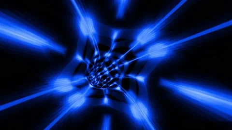 Flight through abstract blue tunnel. Abstract energy tunnel in space. Tunnel  Stock Footage 163056851