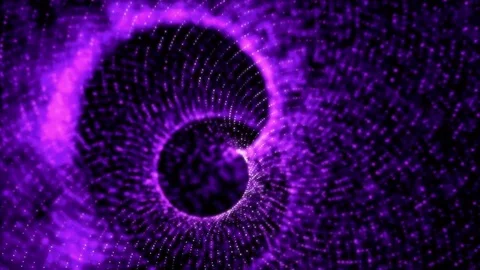 Flight through abstract colored spiral from particles with depth of field Stock Footage 74814015