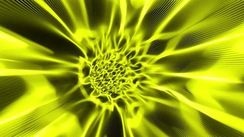 Flight through abstract sci-fi yellow tunnel. Abstract energy tunnel in space Stock Footage 163056666