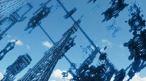 Flight through alien complex structures n1072D Stock Footage 12094445