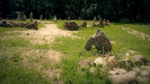 The flight through ancient pagan temple Stock Footage 34380178