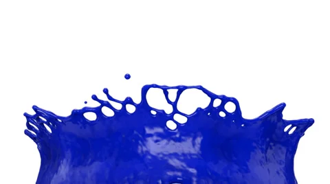 Flight through blue paint splash in extreme slow motion, with alpha (FULL HD) Stock-Footage 38831480
