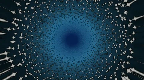 Flight through the blue tunnel or black hole between the stars in space Stock Footage 54605821